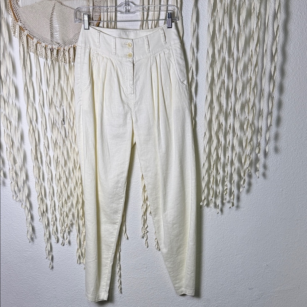 Poetry Linen Blend Ivory Tapered Leg Pant Size 2